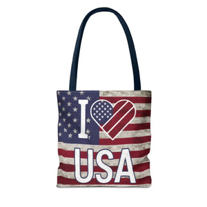 Patriotic Tote Bag - Usa Heart Summer Beach - Dipaliz - Shopping Totes