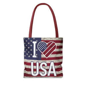 Patriotic Tote Bag - Usa Heart Summer Beach - Dipaliz - Shopping Totes