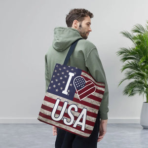 Patriotic Tote Bag - Usa Heart Summer Beach - Dipaliz - Shopping Totes