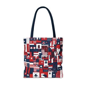 Patriotic Tote Bag Red White Blue Design for Travel - Dipaliz - Shopping Totes