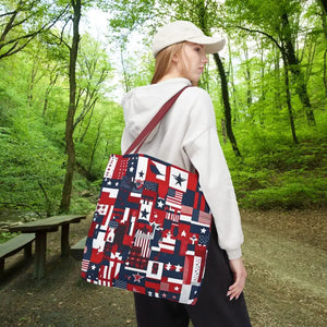 Patriotic Tote Bag Red White Blue Design for Travel - Dipaliz - Shopping Totes