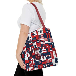 Patriotic Tote Bag Red White Blue Design for Travel - Dipaliz - Shopping Totes