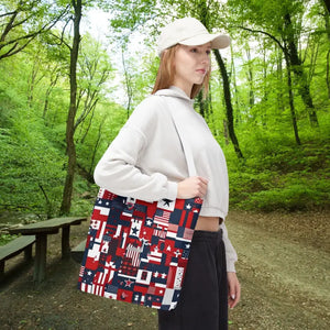 Patriotic Tote Bag Red White Blue Design for Travel - Dipaliz - Shopping Totes