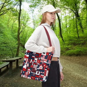Patriotic Tote Bag Red White Blue Design for Travel - Dipaliz - Shopping Totes