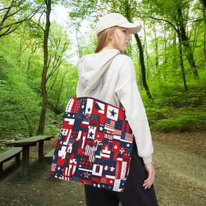Patriotic Tote Bag Red White Blue Design for Travel - Dipaliz - Shopping Totes