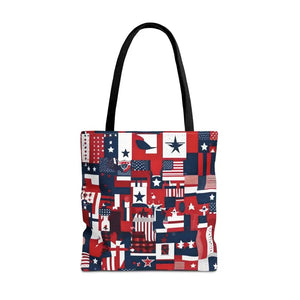 Patriotic Tote Bag Red White Blue Design for Travel - Dipaliz - 18’’ × / Black - Shopping Totes