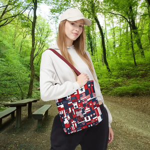 Patriotic Tote Bag Red White Blue Design for Travel - Dipaliz - Shopping Totes