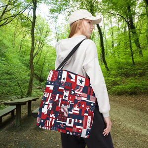 Patriotic Tote Bag Red White Blue Design for Travel - Dipaliz - Shopping Totes
