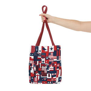 Patriotic Tote Bag Red White Blue Design for Travel - Dipaliz - Shopping Totes
