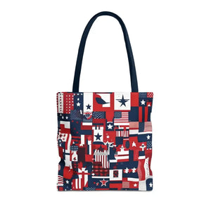 Patriotic Tote Bag Red White Blue Design for Travel - Dipaliz - 16’’ × / Navy - Shopping Totes