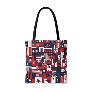 Patriotic Tote Bag Red White Blue Design for Travel - Dipaliz - Shopping Totes