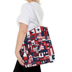 Patriotic Tote Bag Red White Blue Design for Travel - Dipaliz - Shopping Totes