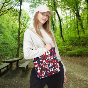 Patriotic Tote Bag Red White Blue Design for Travel - Dipaliz - Shopping Totes