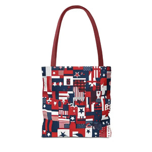 Patriotic Tote Bag Red White Blue Design for Travel - Dipaliz - Shopping Totes