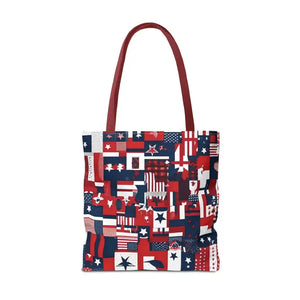 Patriotic Tote Bag Red White Blue Design for Travel - Dipaliz - Shopping Totes