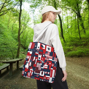 Patriotic Tote Bag Red White Blue Design for Travel - Dipaliz - Shopping Totes