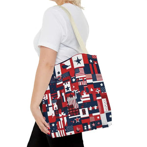 Patriotic Tote Bag Red White Blue Design for Travel - Dipaliz - Shopping Totes