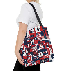 Patriotic Tote Bag Red White Blue Design for Travel - Dipaliz - Shopping Totes