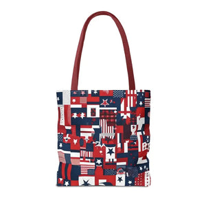 Patriotic Tote Bag Red White Blue Design for Travel - Dipaliz - Shopping Totes