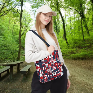 Patriotic Tote Bag Red White Blue Design for Travel - Dipaliz - Shopping Totes