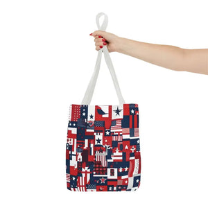Patriotic Tote Bag Red White Blue Design for Travel - Dipaliz - Shopping Totes