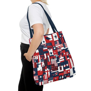 Patriotic Tote Bag Red White Blue Design for Travel - Dipaliz - Shopping Totes
