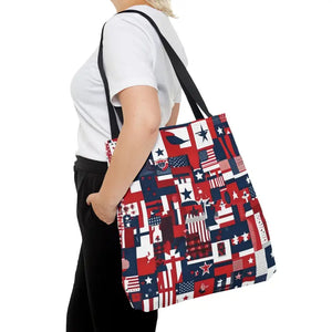 Patriotic Tote Bag Red White Blue Design for Travel - Dipaliz - Shopping Totes