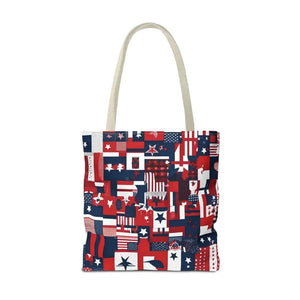 Patriotic Tote Bag Red White Blue Design for Travel - Dipaliz - Shopping Totes