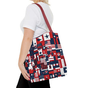 Patriotic Tote Bag - Red White Blue Design Travel - Dipaliz - Shopping Totes