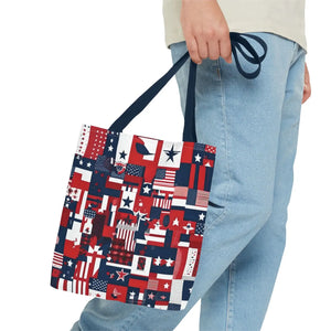 Patriotic Tote Bag - Red White Blue Design Travel - Dipaliz - Shopping Totes