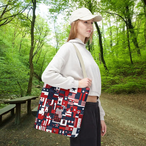 Patriotic Tote Bag - Red White Blue Design Travel - Dipaliz - Shopping Totes