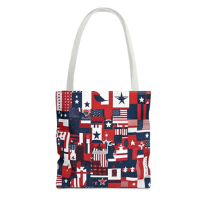 Patriotic Tote Bag - Red White Blue Design Travel - Dipaliz - Shopping Totes