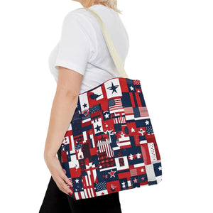 Patriotic Tote Bag - Red White Blue Design Travel - Dipaliz - Shopping Totes