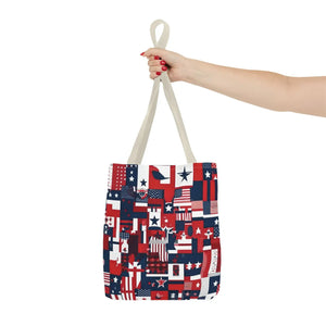 Patriotic Tote Bag - Red White Blue Design Travel - Dipaliz - Shopping Totes