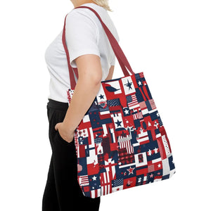 Patriotic Tote Bag - Red White Blue Design Travel - Dipaliz - Shopping Totes