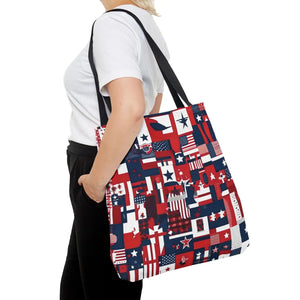 Patriotic Tote Bag - Red White Blue Design Travel - Dipaliz - Shopping Totes