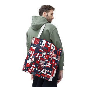 Patriotic Tote Bag - Red White Blue Design Travel - Dipaliz - Shopping Totes