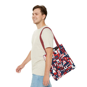 Patriotic Tote Bag - Red White Blue Design Travel - Dipaliz - Shopping Totes