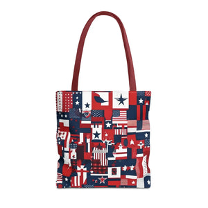 Patriotic Tote Bag - Red White Blue Design Travel - Dipaliz - Shopping Totes