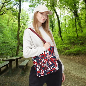 Patriotic Tote Bag - Red White Blue Design Travel - Dipaliz - Shopping Totes