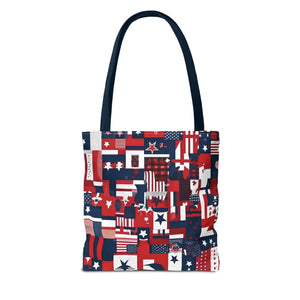 Patriotic Tote Bag - Red White Blue Design Travel - Dipaliz - Shopping Totes