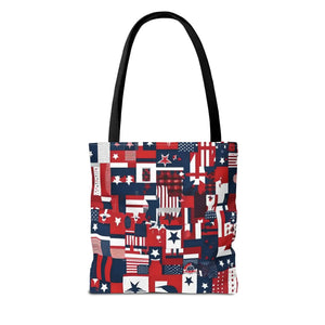 Patriotic Tote Bag - Red White Blue Design Travel - Dipaliz - Shopping Totes