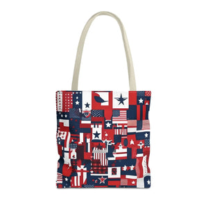 Patriotic Tote Bag - Red White Blue Design Travel - Dipaliz - Shopping Totes