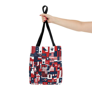 Patriotic Tote Bag - Red White Blue Design Travel - Dipaliz - Shopping Totes