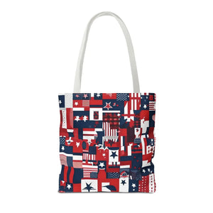 Patriotic Tote Bag - Red White Blue Design Travel - Dipaliz - Shopping Totes
