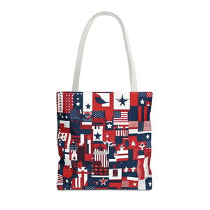 Patriotic Tote Bag - Red White Blue Design Travel - Dipaliz - Shopping Totes