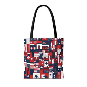 Patriotic Tote Bag - Red White Blue Design Travel - Dipaliz - Shopping Totes