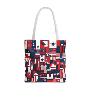 Patriotic Tote Bag - Red White Blue Design Travel - Dipaliz - Shopping Totes