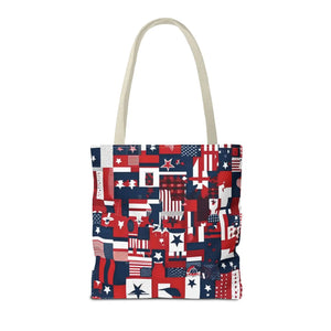Patriotic Tote Bag - Red White Blue Design Travel - Dipaliz - Shopping Totes