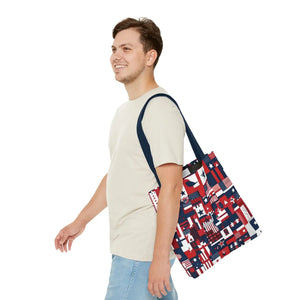 Patriotic Tote Bag - Red White Blue Design Travel - Dipaliz - Shopping Totes